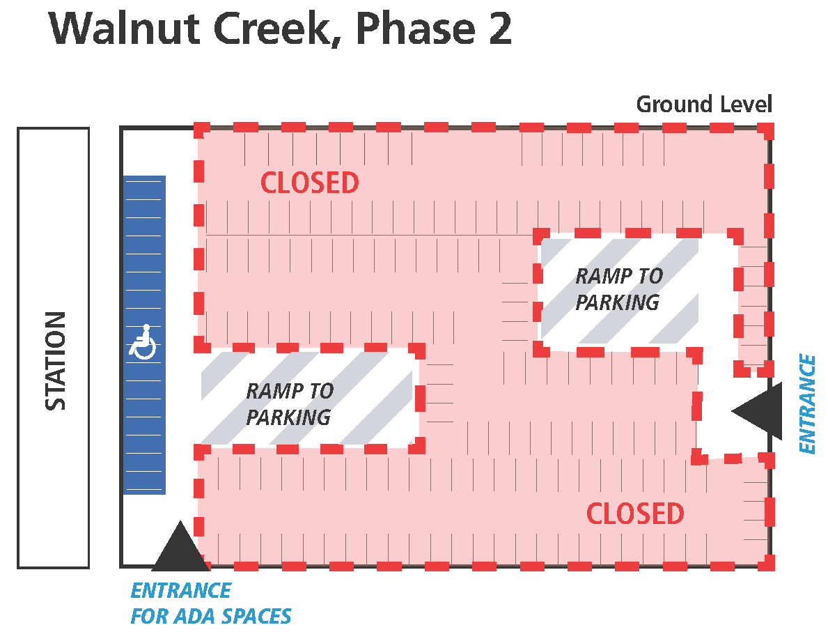 Walnut Creek parking garage changes for six weeks starting 1/11 Bay
